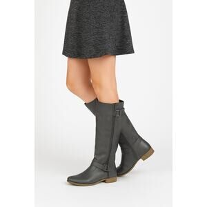 Rue21 etc! Gray Knee-High Riding Boots w/ Stud & Buckle Detail Women’s Size 7